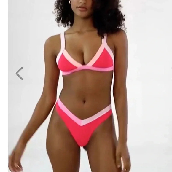 NWT OneOne Swimwear SET Bikini Gili Kameron Jesse Pink Red NEW Cheeky Triangle - Picture 6 of 13